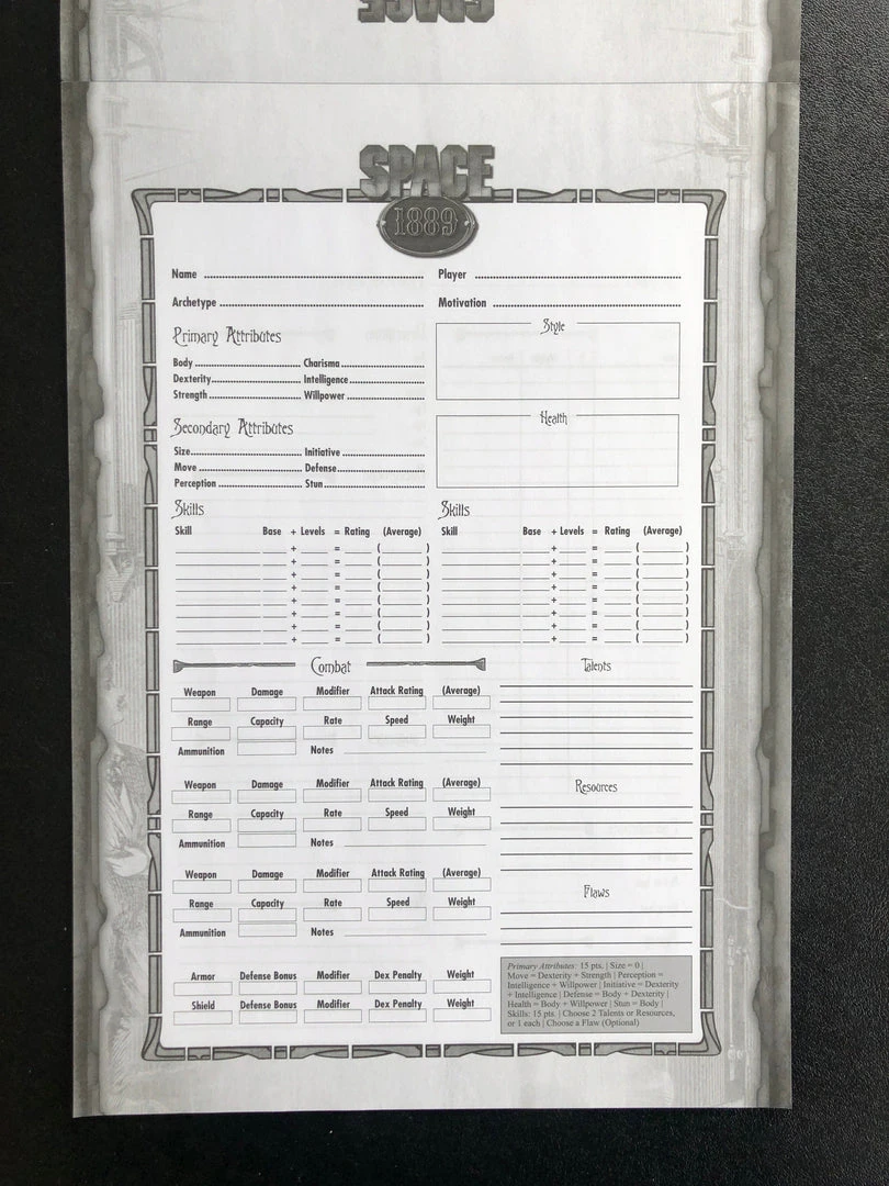 Modiphius Entertainment RollVsEvil Space 1889 Character Sheets 4 Modiphius Entertainment RollVsEvil Space 1889 Character Sheets
